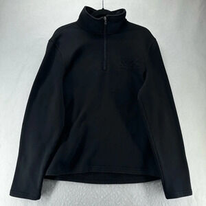 Michael Kors Sweatshirt Womens Sz L Fleece Lined 1/4 Zip Pullover Black